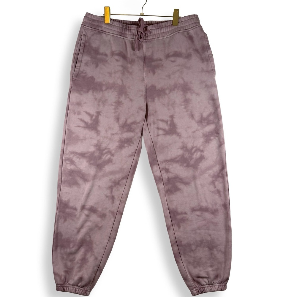 GAP Womens L Mauve Tie Dye High Rise Fleece Jogger Sweatpants Pull On Pockets